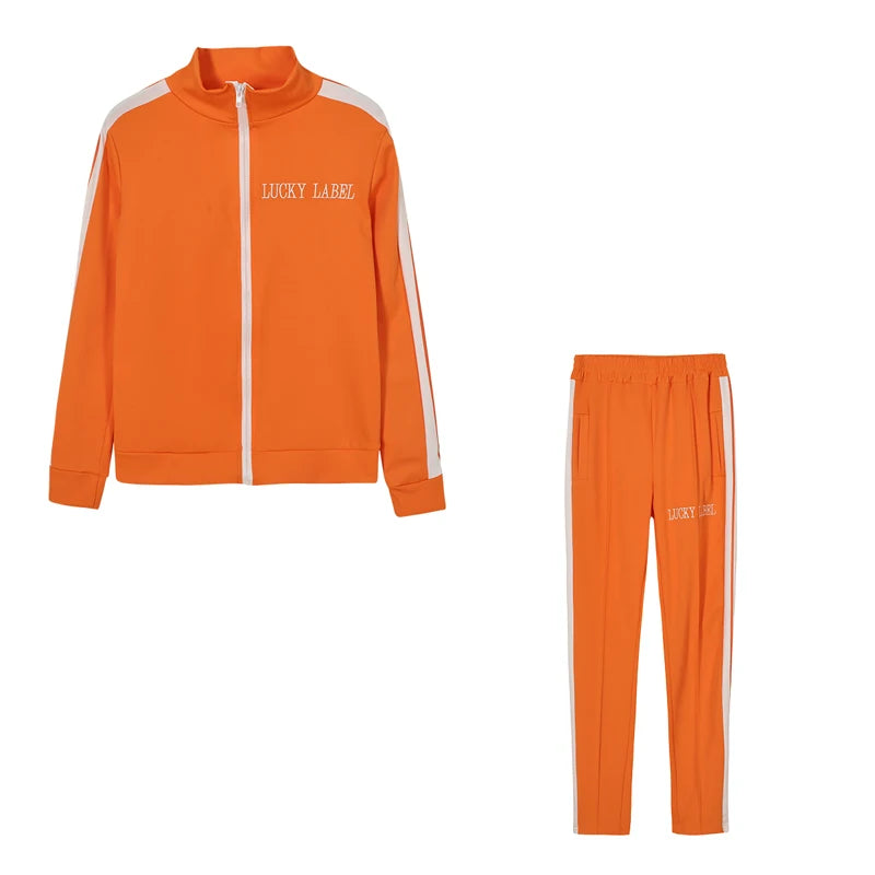 2024 European and American Women's Fashion Letter Embroidered Zipper Sports Two-piece Set