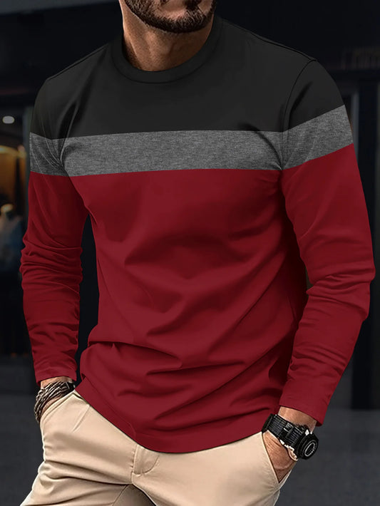 New Men's Casual Round Neck Long Sleeved T-shirt casual tops