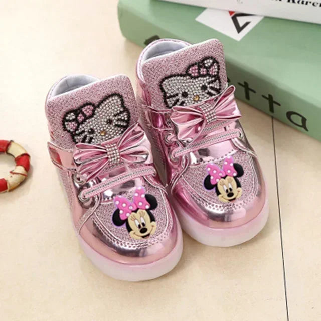 Disney Minnie girl children's sports shoes cartoon LED
