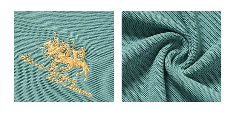 summer Men's Short Sleeve Embroidered Polo T-Shirt Lightweight Casual Vintage Business