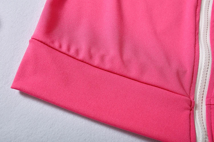 2024 European and American Women's Fashion Letter Embroidered Zipper Sports Two-piece Set