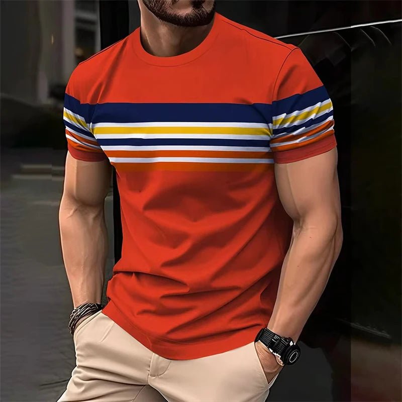 Simple Fashion Striped T Shirts For Men Summer Casual Short Sleeve T-shirts