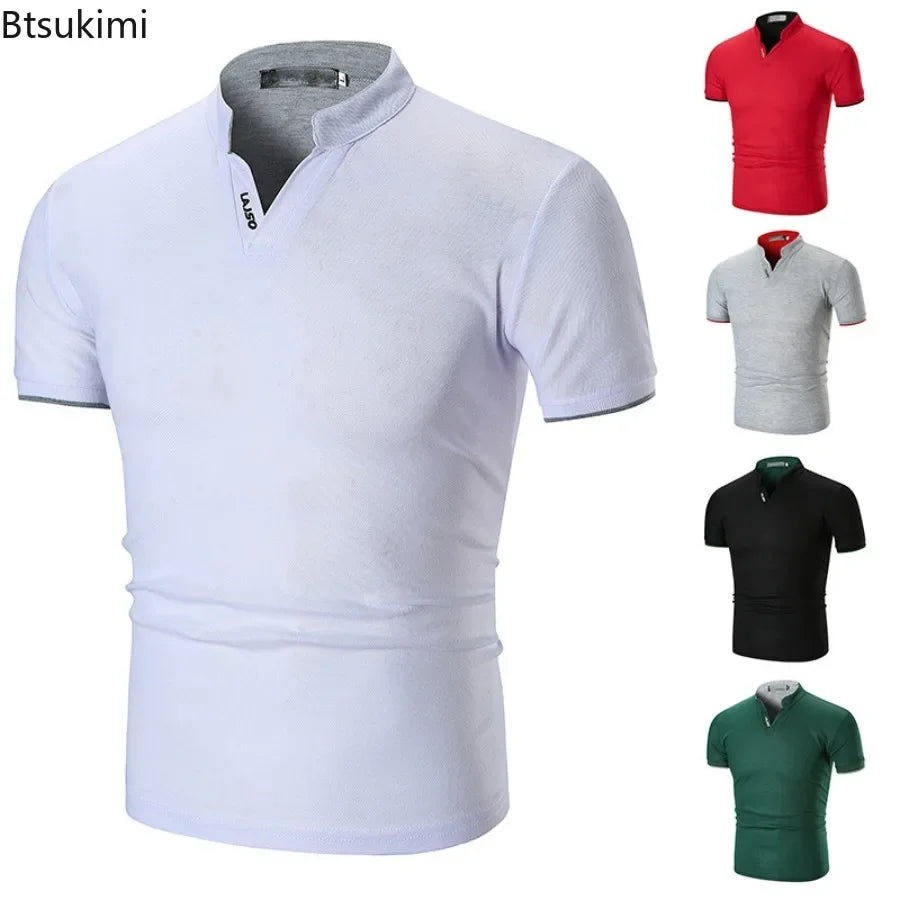 Men's Summer Casual Tee Top Shirt Short T-shirts Men Slim Solid T Shirt Men