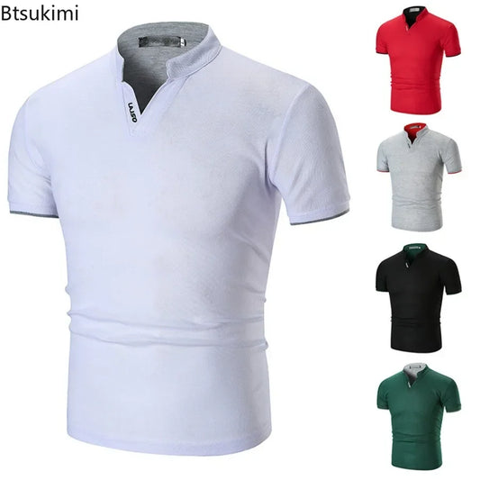 Men's Summer Casual Tee Top Shirt Short T-shirts Men Slim Solid T Shirt Men