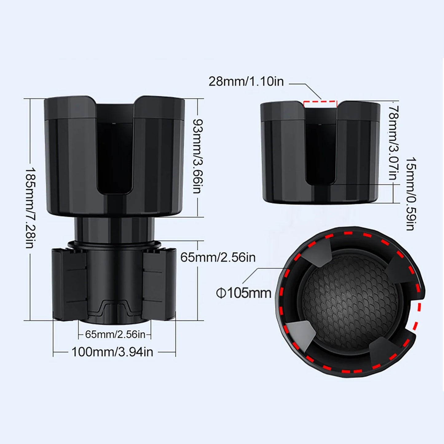 Large Car Cup Holder Expander with Adjustable Base Anti-slip Cup Holder Adapter Organizer for Most Bottles Cup Car Accessories