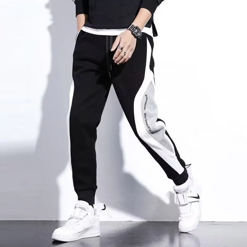 Men Black Pants Hip Hop Drawstring Jogger Fashion