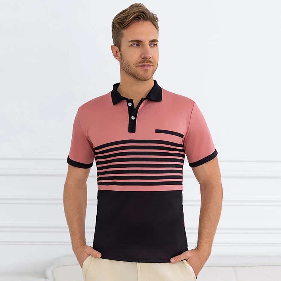 Summer Men's Striped Wild Polo Shirt Casual Fashion