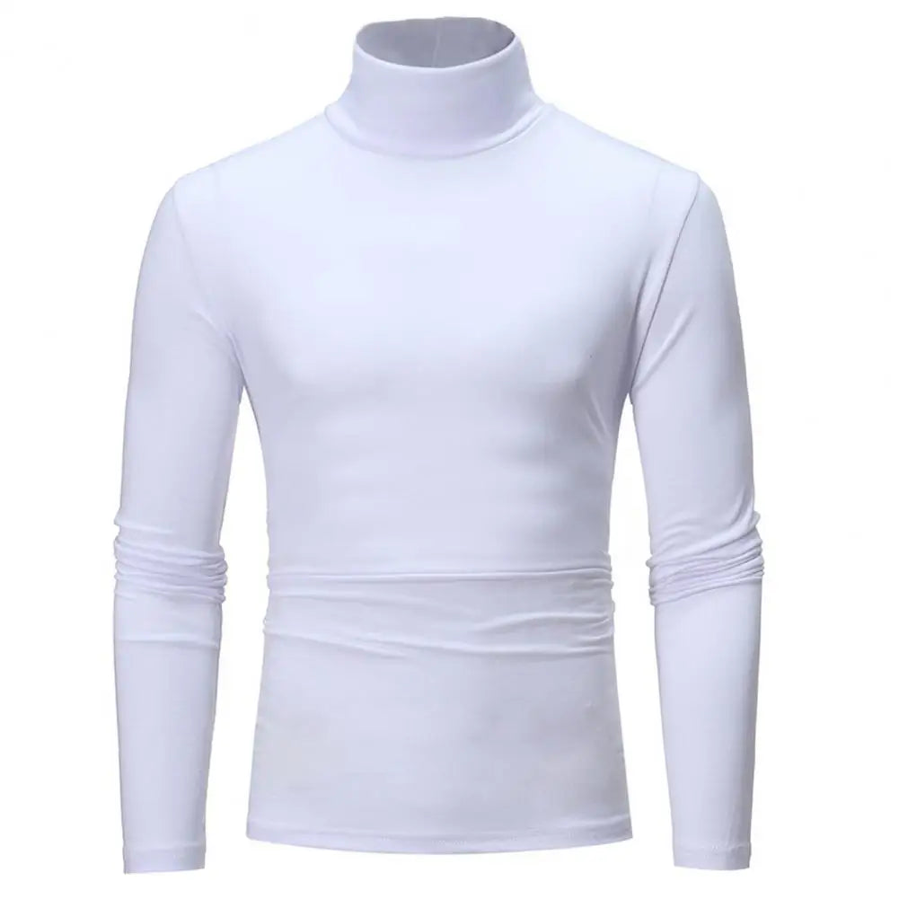Men's Solid Color Turtleneck T Shirts Male