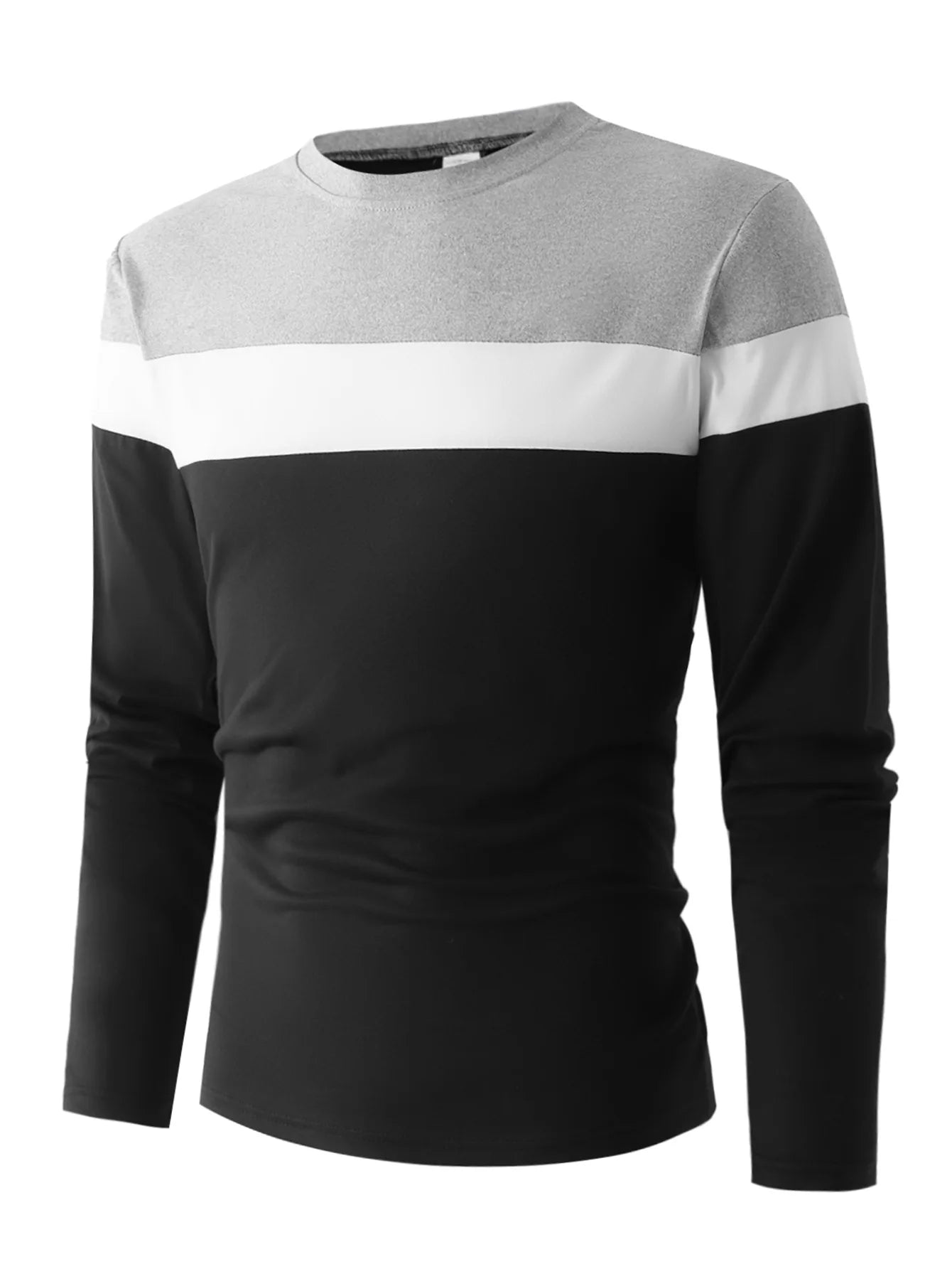 New Men's Casual Round Neck Long Sleeved T-shirt casual tops