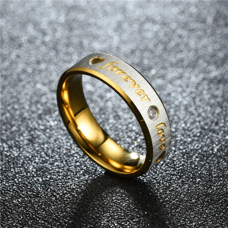 New Forever Love Couple Ring For Women Men Heart Stainless Steel Wedding