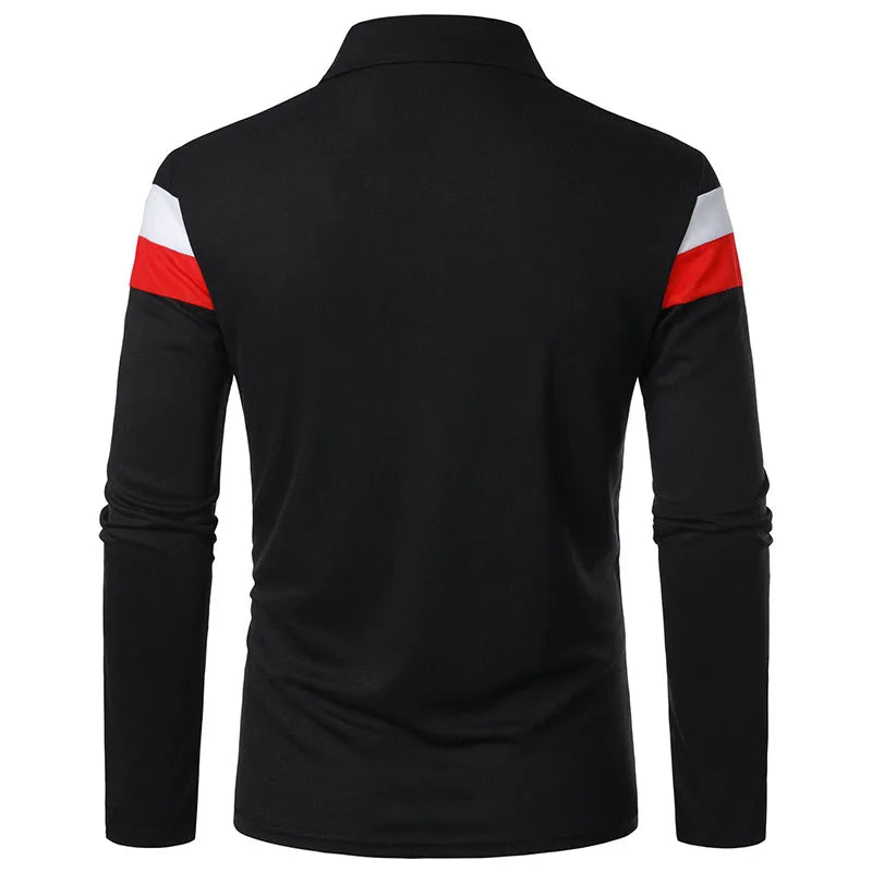 New Men Long Sleeve Tshirt Splicing Polos Tee