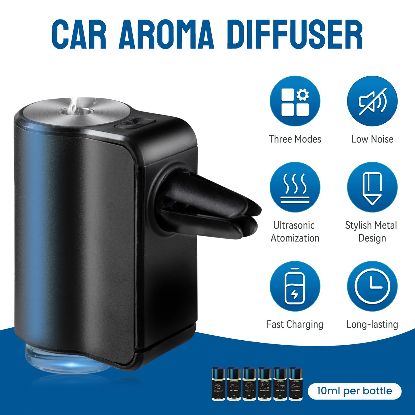Smart Car Air Freshener Diffuser, 3pcs Essential Oil.