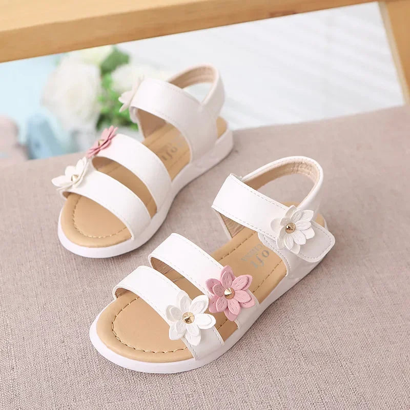 Girls Sandals Gladiator Flowers Sweet Soft Children Beach Shoes Kids