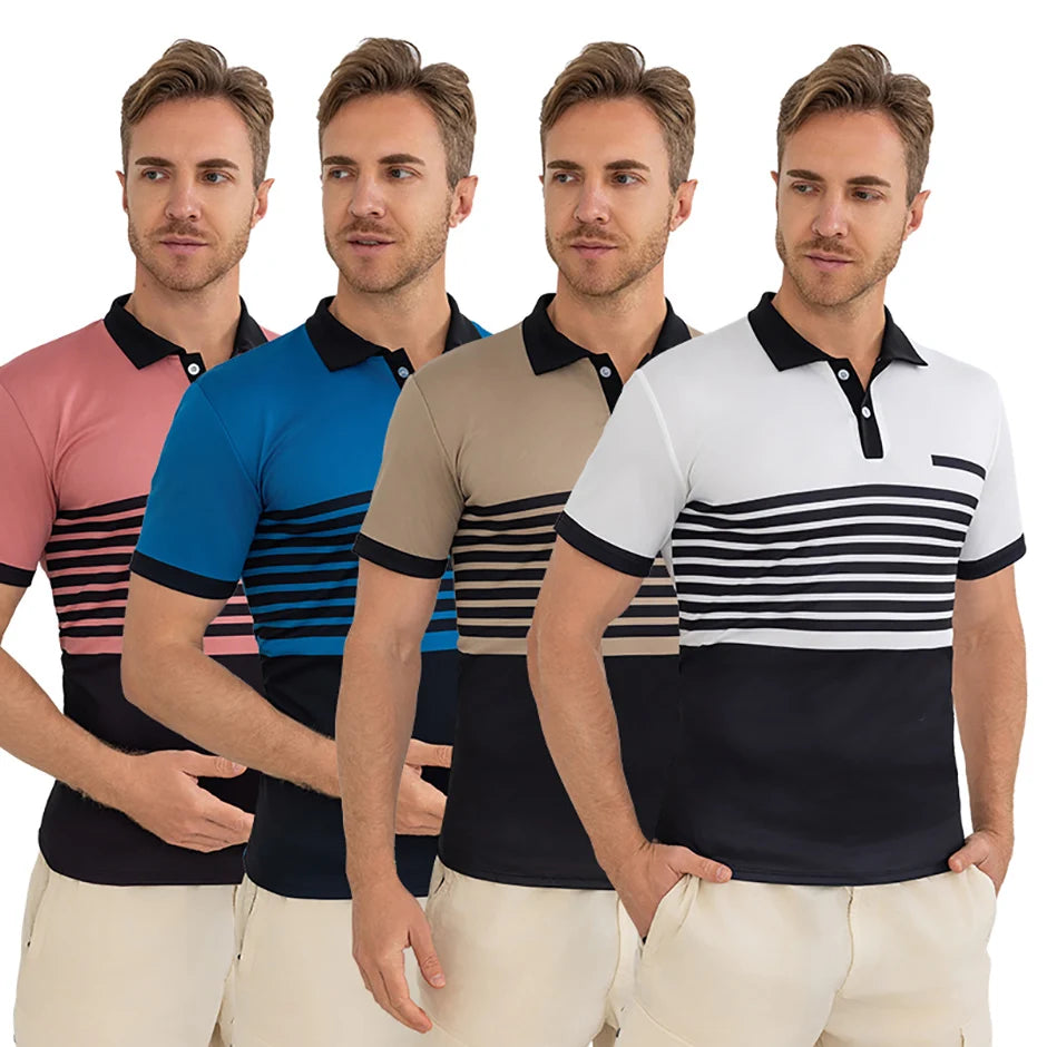 Summer Men's Striped Wild Polo Shirt Casual Fashion