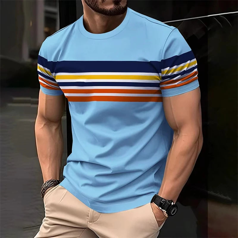 Simple Fashion Striped T Shirts For Men Summer Casual Short Sleeve T-shirts