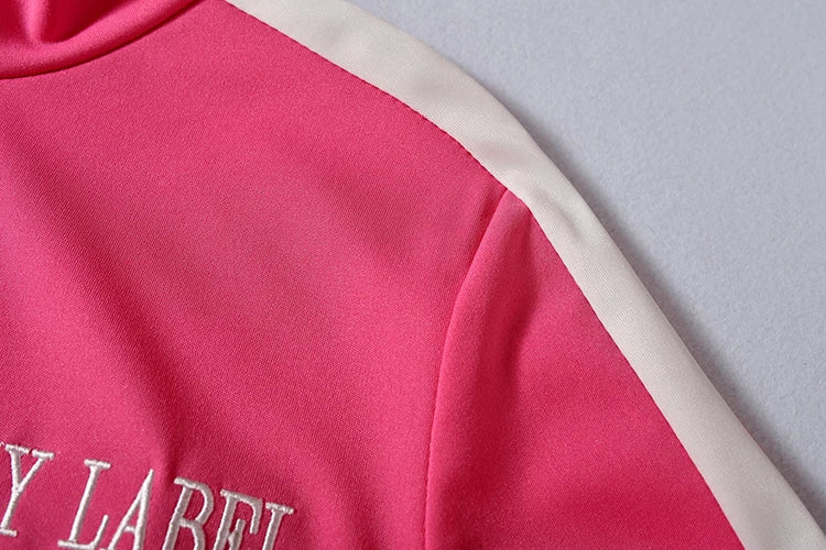 2024 European and American Women's Fashion Letter Embroidered Zipper Sports Two-piece Set