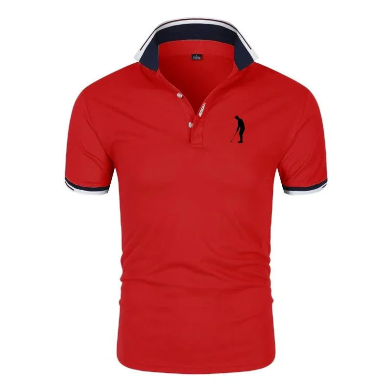 Golf T-shirt for Men Lapel Short Sleeve Breathable POLO Shirt