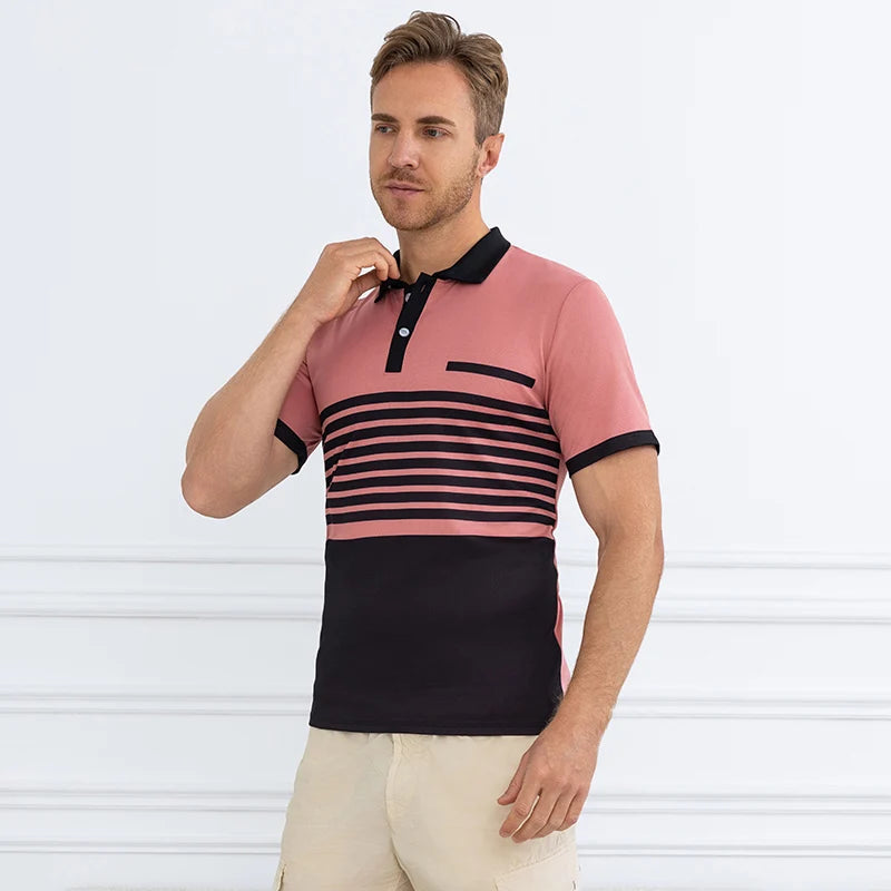 Summer Men's Striped Wild Polo Shirt Casual Fashion