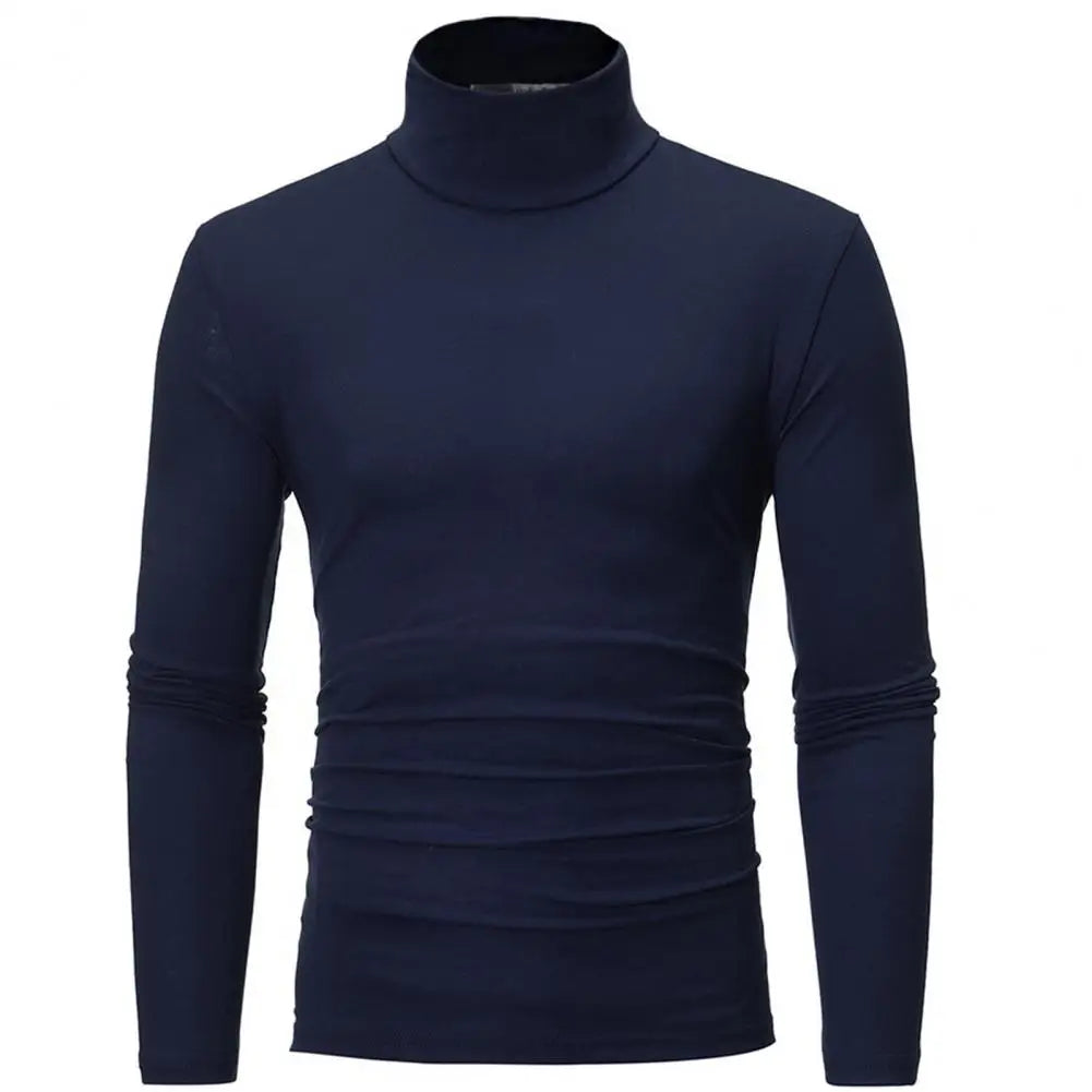 Men's Solid Color Turtleneck T Shirts Male