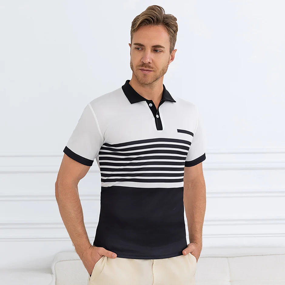 Summer Men's Striped Wild Polo Shirt Casual Fashion