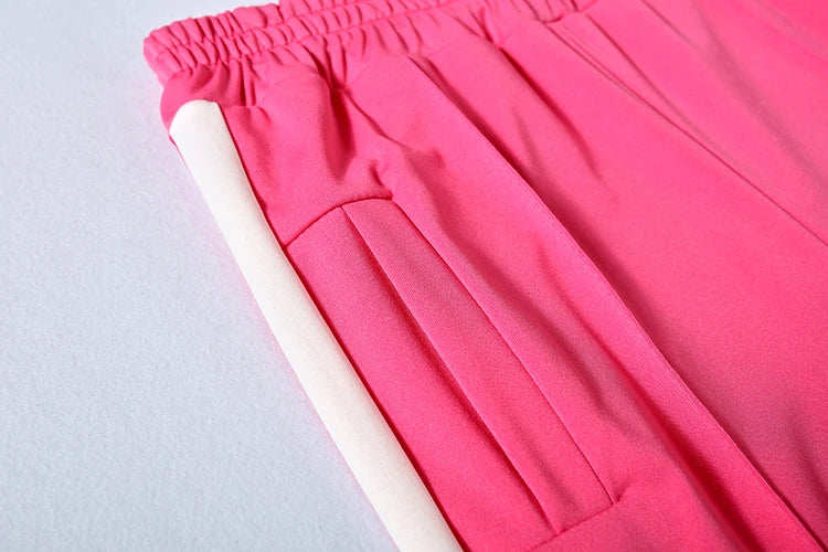 2024 European and American Women's Fashion Letter Embroidered Zipper Sports Two-piece Set