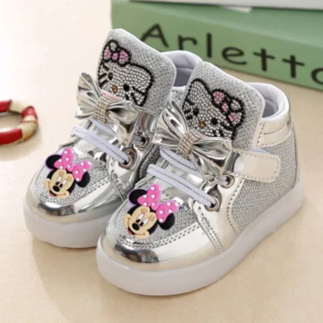 Disney Minnie girl children's sports shoes cartoon LED