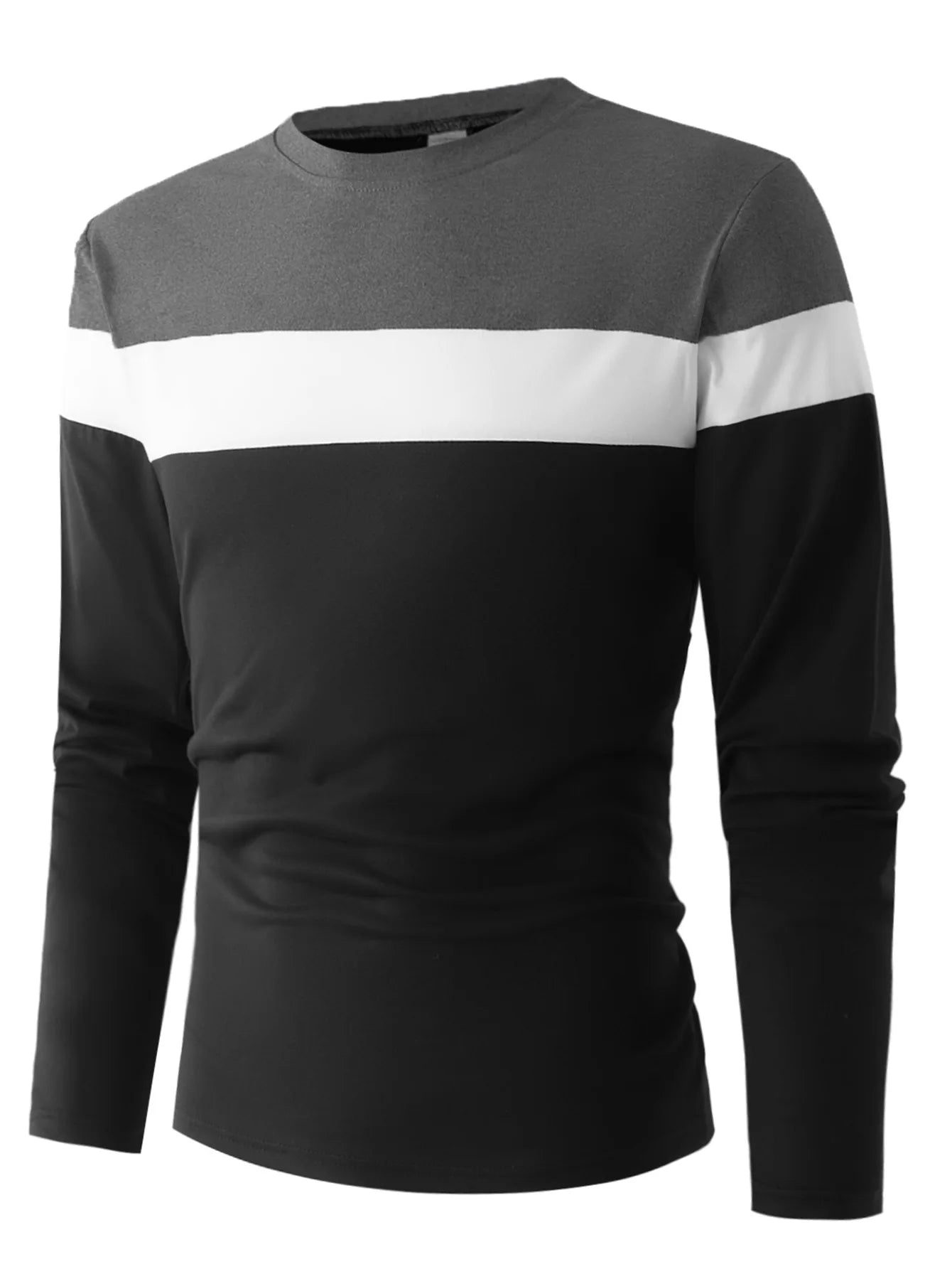 New Men's Casual Round Neck Long Sleeved T-shirt casual tops