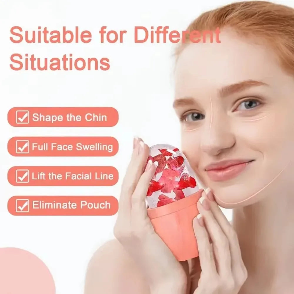 Ice Facial Roller Face Lifting Contouring Tools Silicone Ice Cube Trays Ice Globe Balls Eye Face Massager Beauty Skin Care Tools
