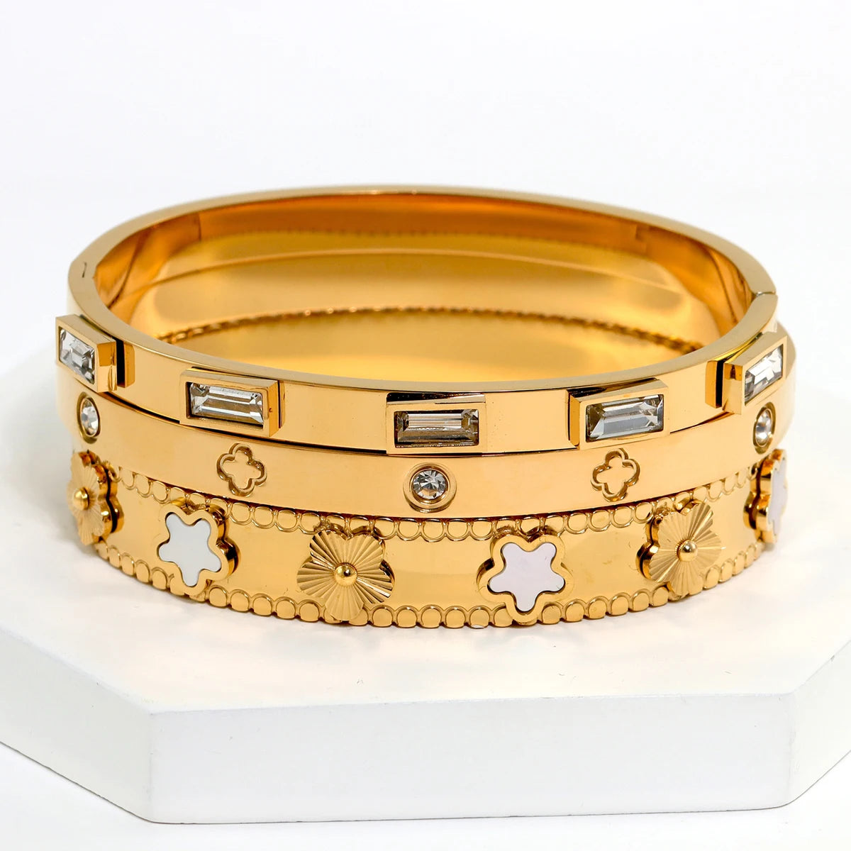 3pcs/Set European And American Fashion Stainless Steel Bracelet For Women