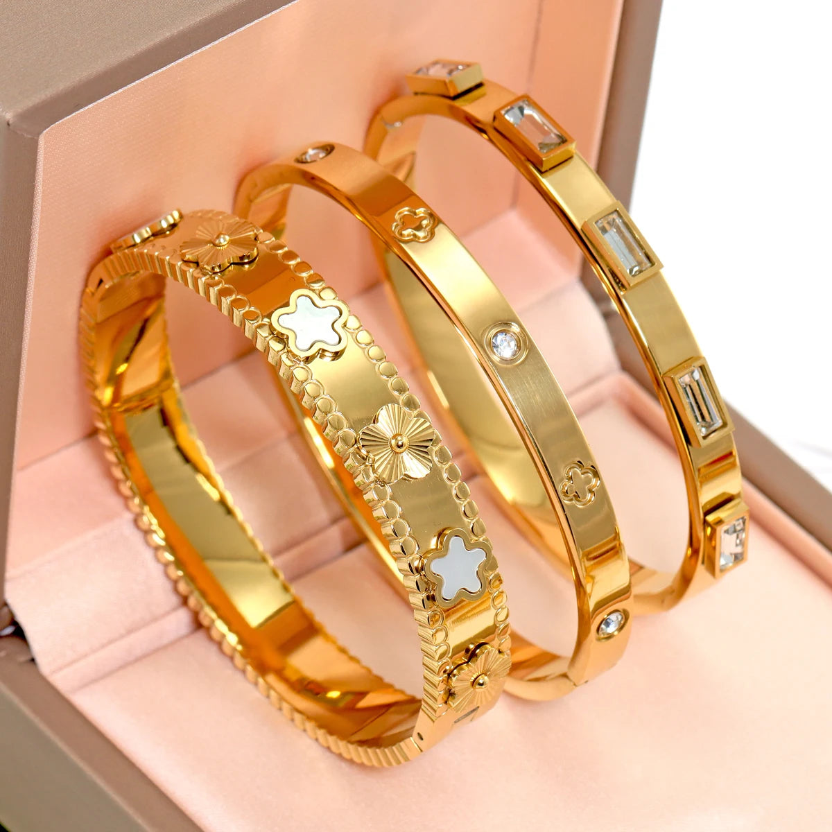 3pcs/Set European And American Fashion Stainless Steel Bracelet For Women