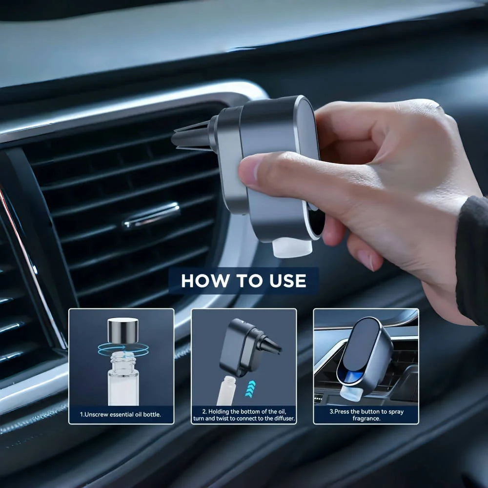 The on-board smart aroma diffuser turns on automatically when the car starts, including four different bottles of sesame oil