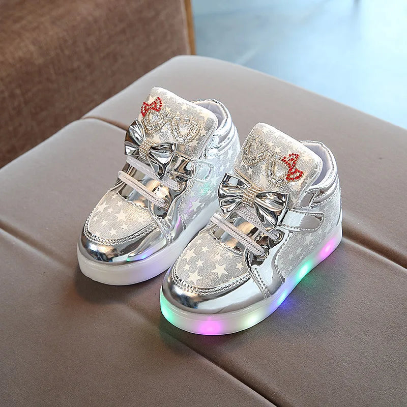 Kids LED Sneakers Girls Flash Light-up Board