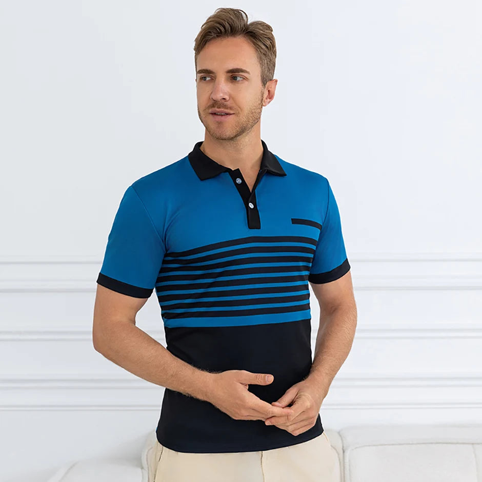 Summer Men's Striped Wild Polo Shirt Casual Fashion