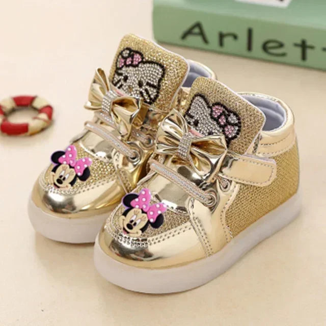 Disney Minnie girl children's sports shoes cartoon LED