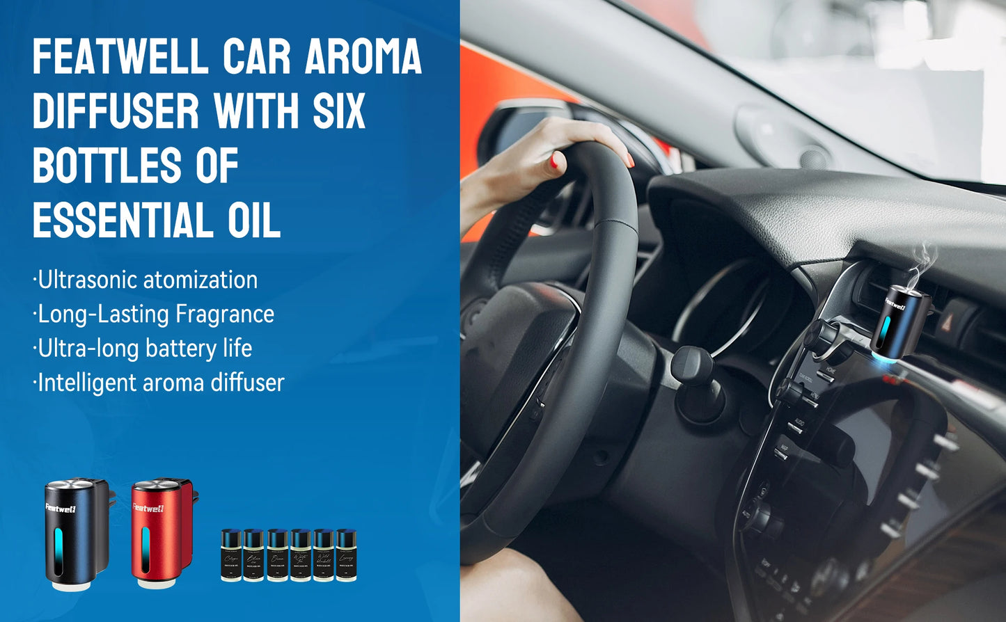 Smart Car Air Freshener Diffuser, 3pcs Essential Oil.