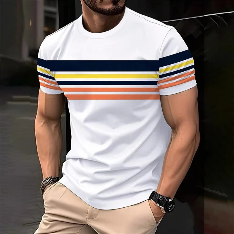 Simple Fashion Striped T Shirts For Men Summer Casual Short Sleeve T-shirts