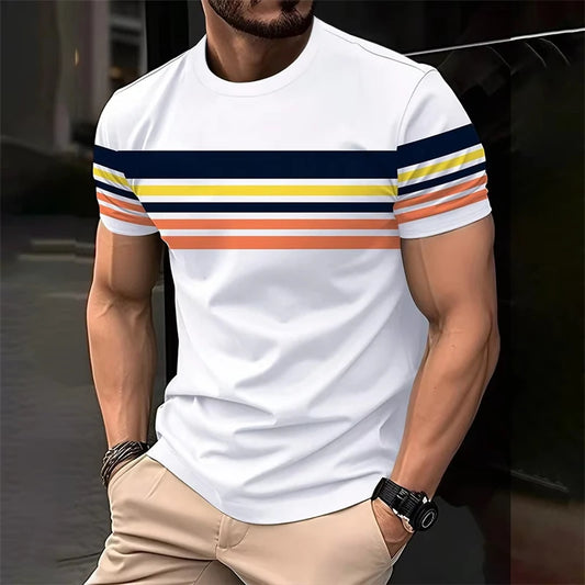 Simple Fashion Striped T Shirts For Men Summer Casual Short Sleeve T-shirts