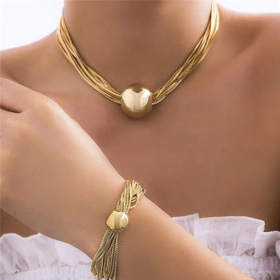 2Pcs/Set Colorful Bohemian Fashion Choker Necklace Bracelet
