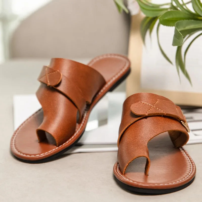 Women Summer Sandals Comfy Ligh Flat Heel Clip-toe Slides
