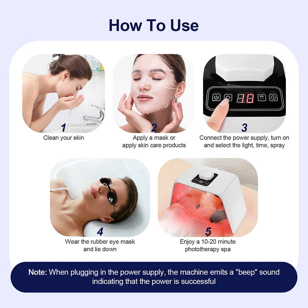7 Colors LED Mask Nano Water Sprayer PDT Skin Rejuvenation Moisturizing Facial Body Beauty Spa Body Mist