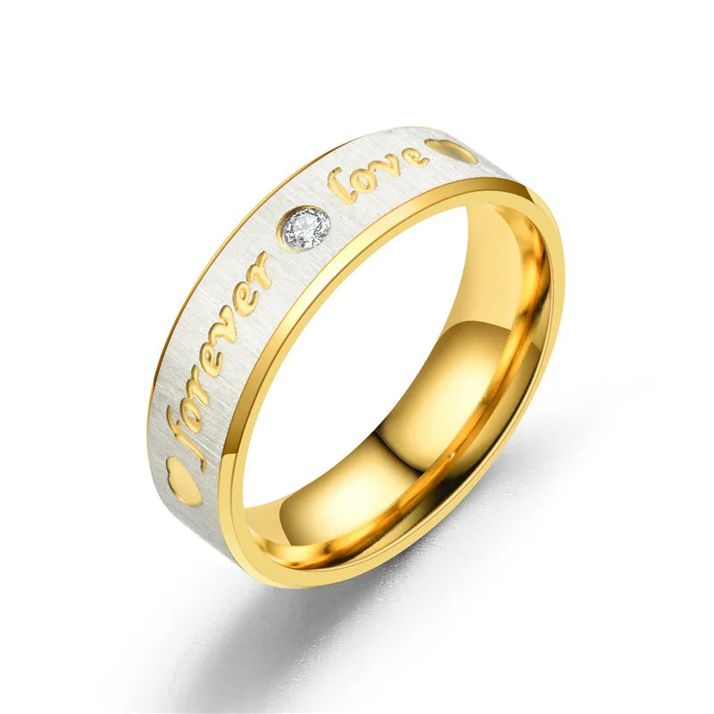 New Forever Love Couple Ring For Women Men Heart Stainless Steel Wedding