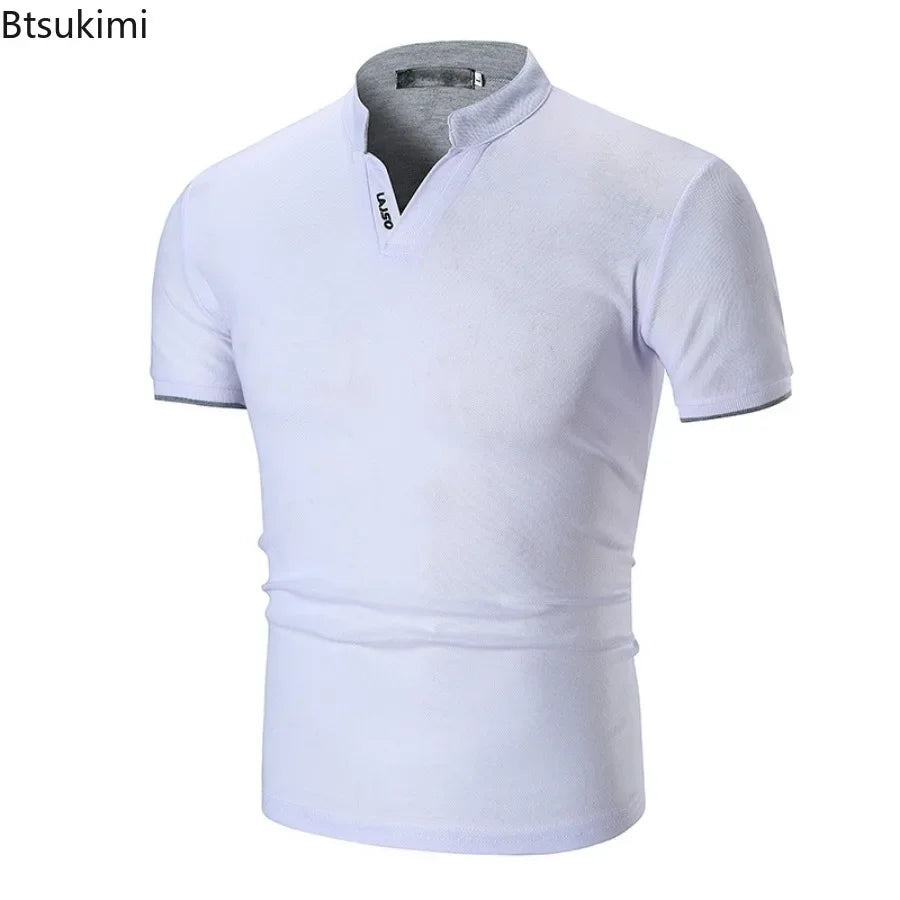 Men's Summer Casual Tee Top Shirt Short T-shirts Men Slim Solid T Shirt Men